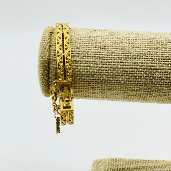 MONET Double Layer Panel Bracelet Gold Tone Classic Career Cosplay LARP READ - Picture 7 of 7